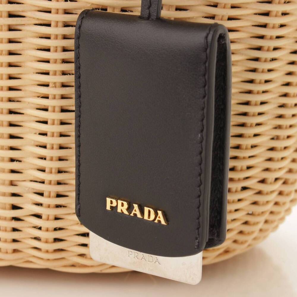 Prada Rattan Handbag Straw Tan Woven Bag Wicker Natural - Picture 7 of 9